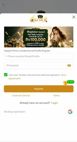 6Crore Game Register
