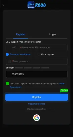 K888 Game register